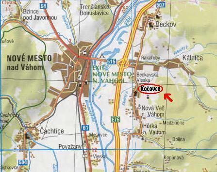 mapka okolia Kocoviec