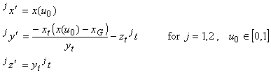 (8) - coordinates of the point 1M, 2M