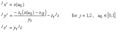 (8) - coordinates of the point 1M, 2M