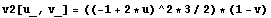 v2[u_, v_] = ((-1 + 2 * u)^2 * 3/2) * (1 - v)