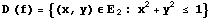 D (f) = {(x, y) ϵ E_ ( 2) : x^2 + y^2 ≤ 1}